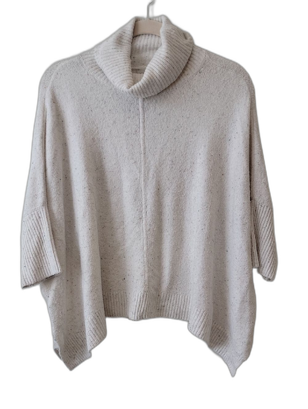 LOFT Cozy Oversized Rainbow Speckled Turtleneck Poncho Sweater